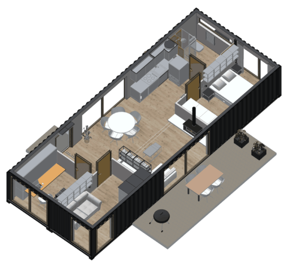 Casa Container Moderna di 60 m² con 3 Camere da Letto - immagine 8